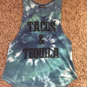 Tacos and Tequila tie dye tank